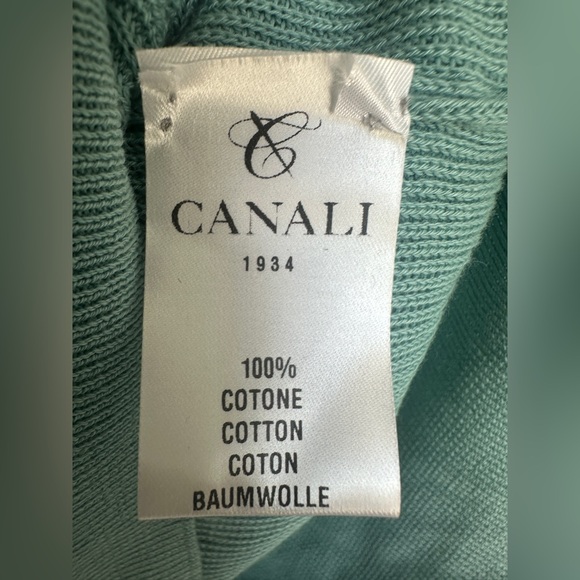 NWT Canali Cable Knit Crewneck Sweater Men’s size 46 Small Turquoise - Picture 11 of 14